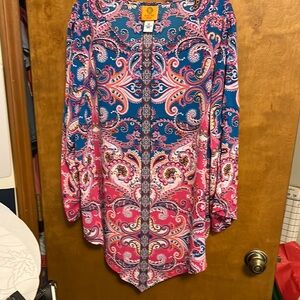 Ruby Rd. Blue and Pink Paisley Blouse